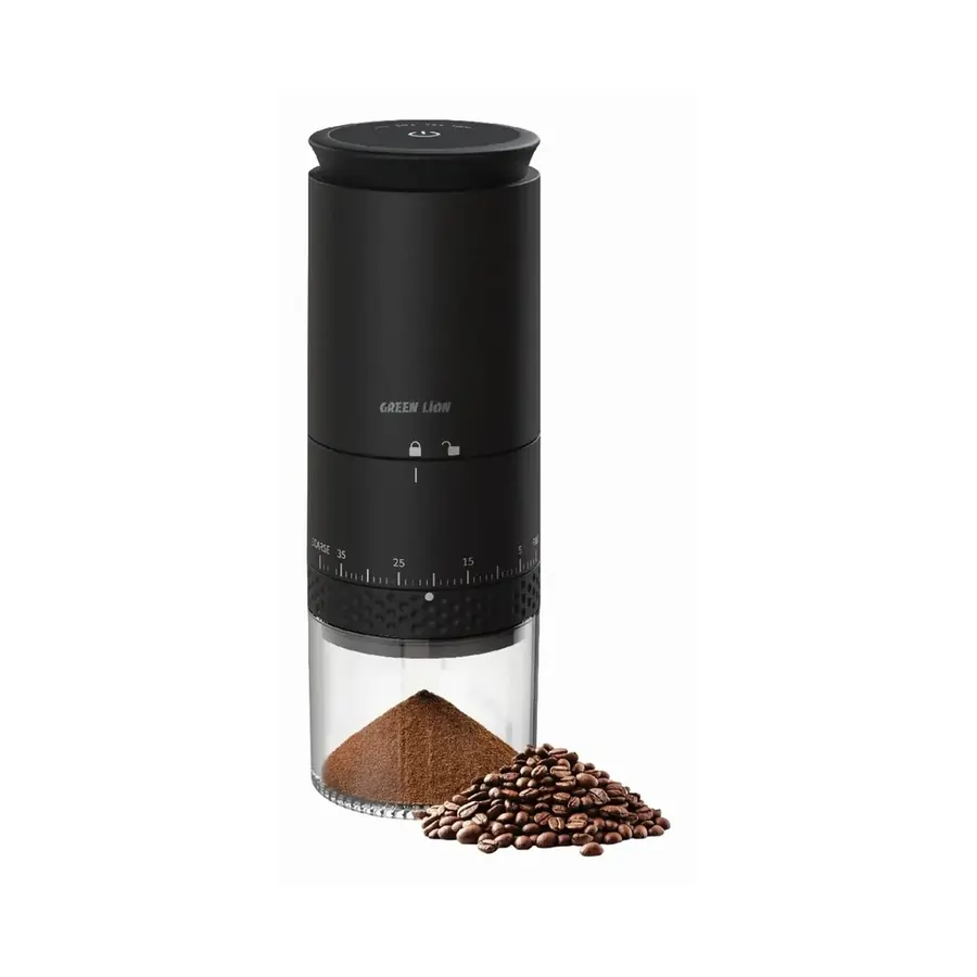 مطحنة قهوة Green Lion Grind Pro قابلة للشحن سوداء GNGRND45BK