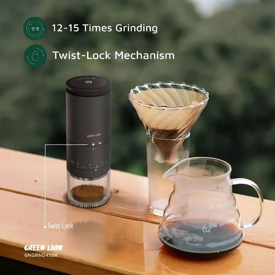 مطحنة قهوة Green Lion Grind Pro قابلة للشحن سوداء GNGRND45BK - الصورة 4